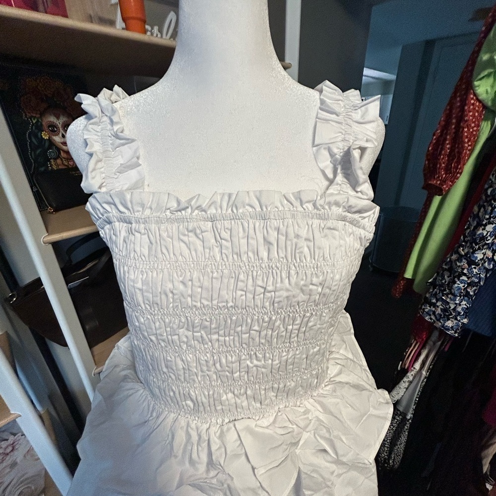 English Factory White Ruffled Dress NWT Size Large - Picture 3 of 8